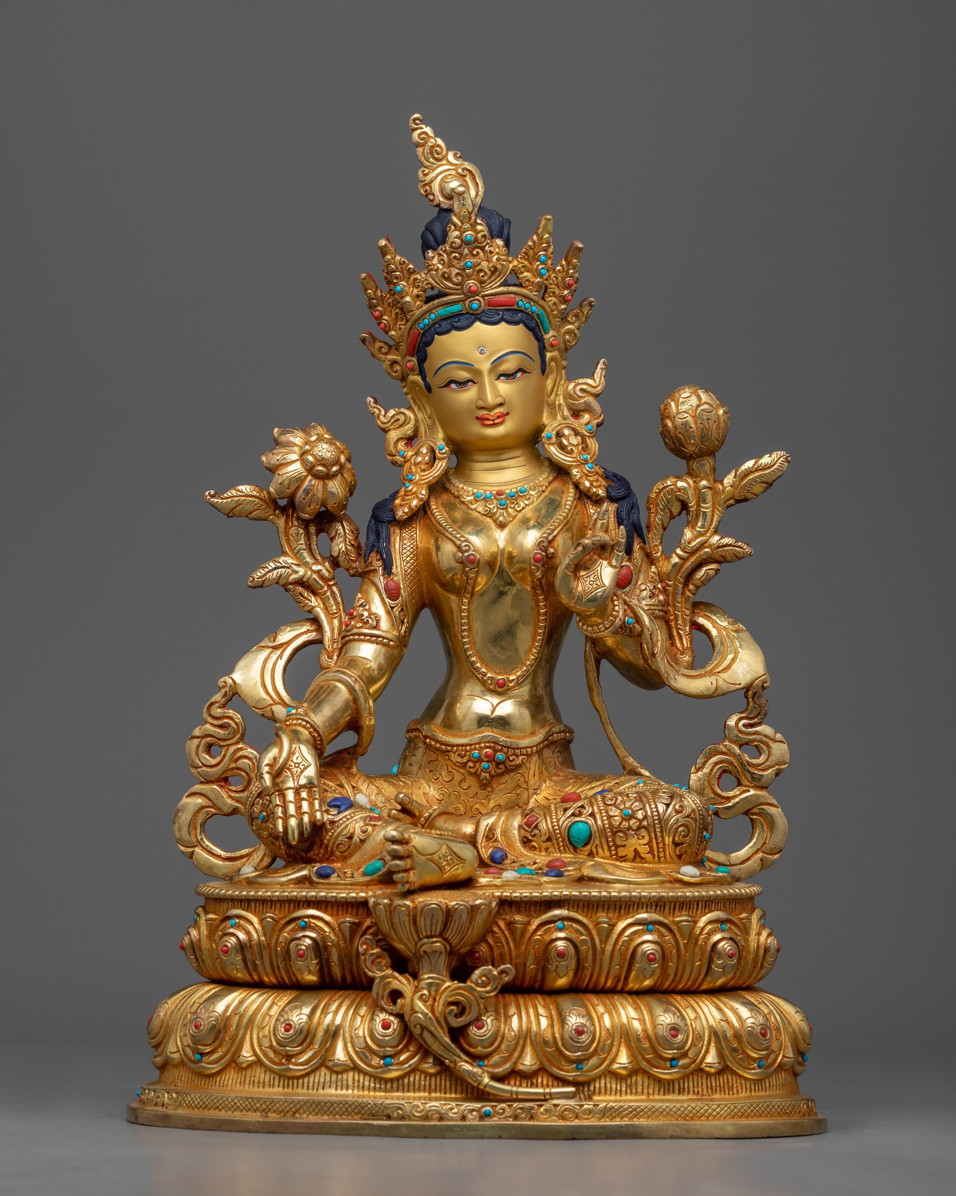 Experience Green Tara Mantra Miracles 24k Statue with Our Gold | Gilde