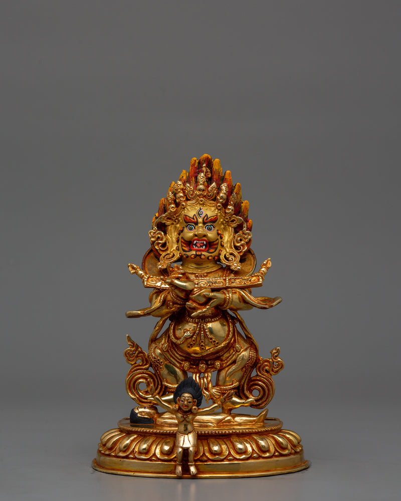 Tibetan Buddhist Shakya Mahakala Statue | Protector of the Dharma and Spiritual Strength