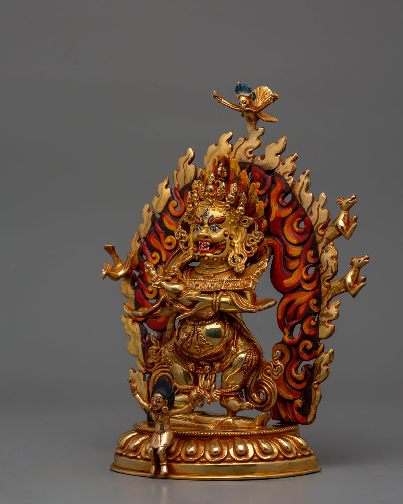 Tibetan Buddhist Shakya Mahakala Statue | Protector of the Dharma and Spiritual Strength