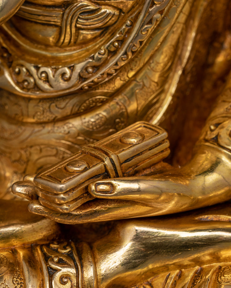 Exquisite Tsongkhapa Statue Set | Handcrafted 24K Gold Gilded Masterpieces