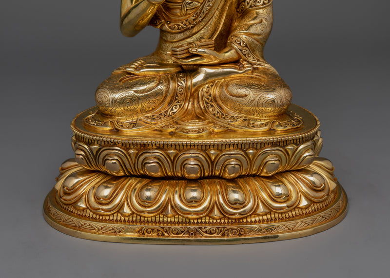 Exquisite Tsongkhapa Statue Set | Handcrafted 24K Gold Gilded Masterpieces