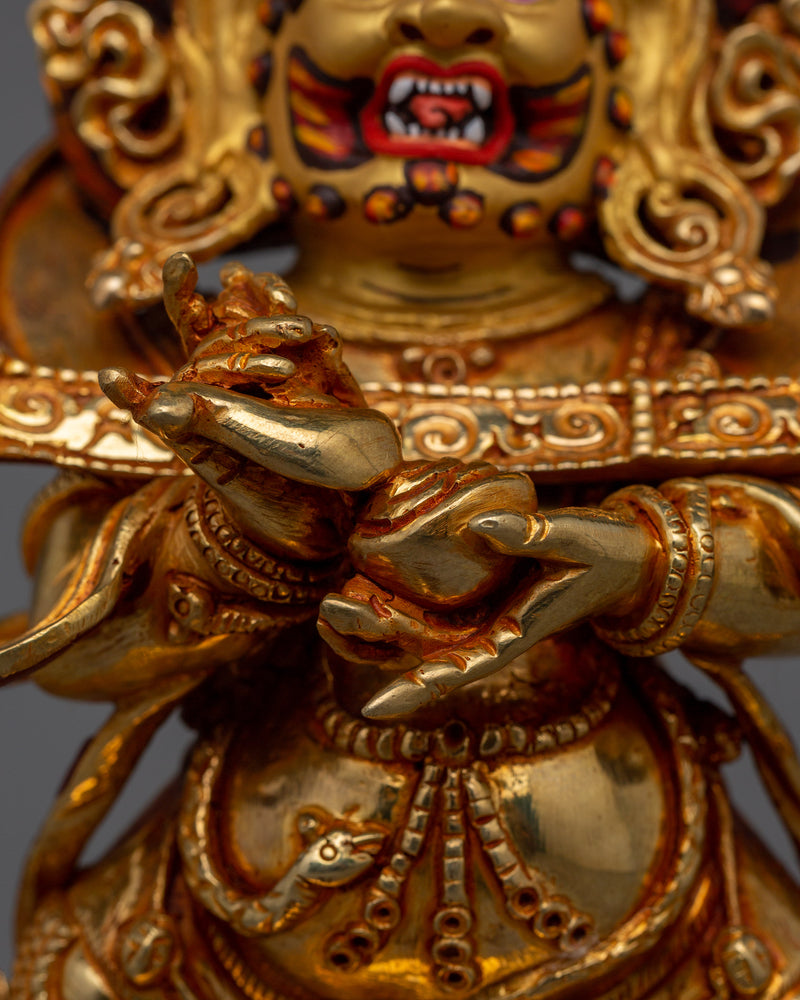 Tibetan Buddhist Shakya Mahakala Statue | Protector of the Dharma and Spiritual Strength