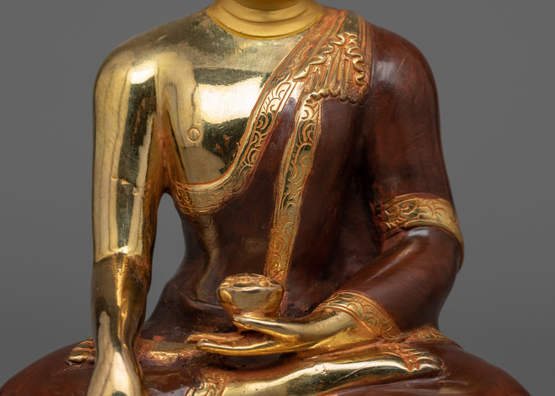 24K Gold Gilded Shakyamuni Buddha For Shrine | The Enlighten Buddhist Teacher