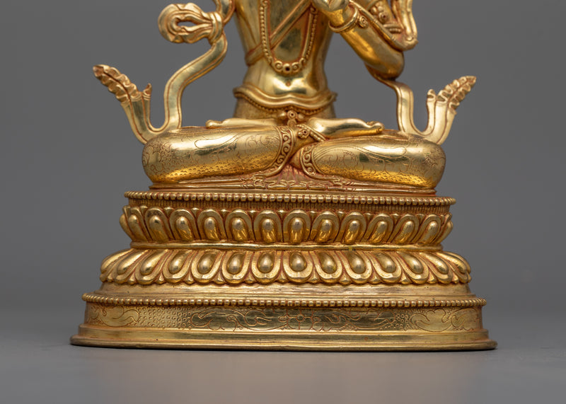 Handcrafted Manjushri Sculpture for Altar | Bodhisattva of Enlightened Wisdom