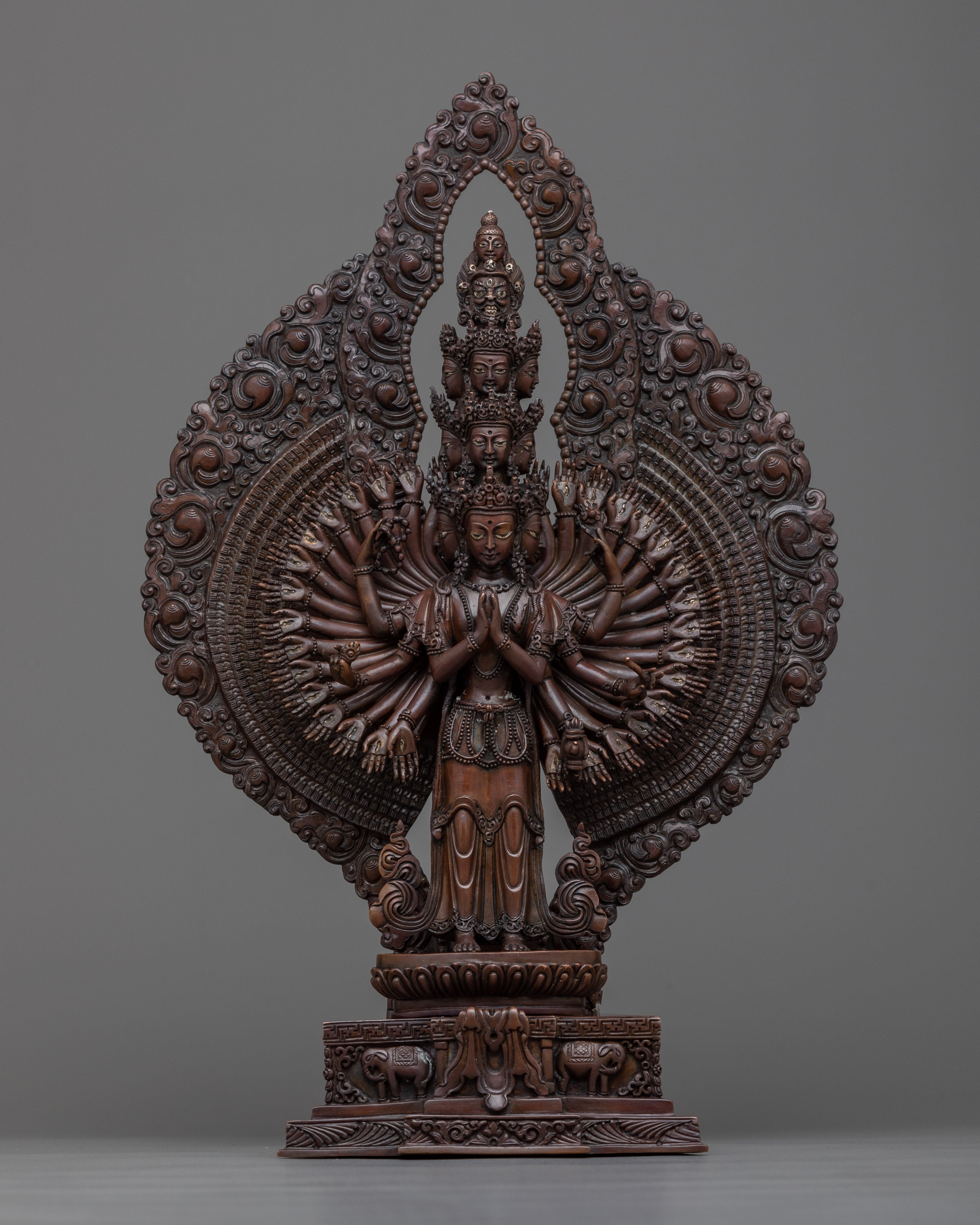 1000 Arm Chenrezig Sculpture | Handmade in Copper Compassionate Bodhis