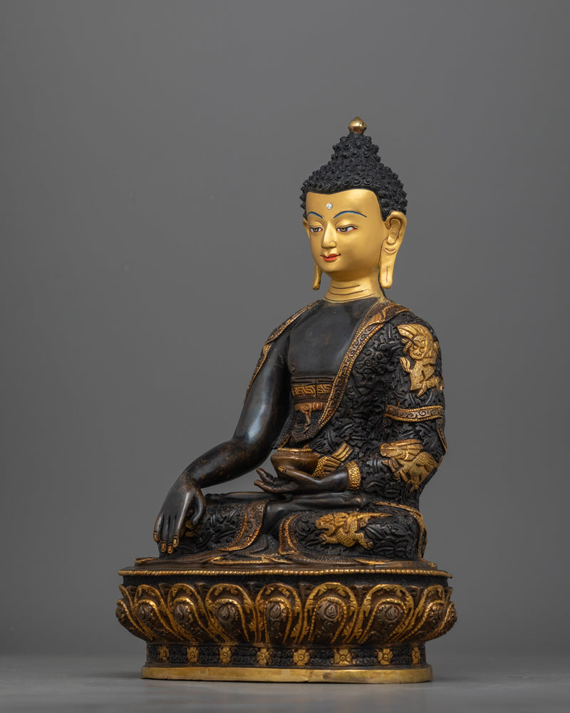 Deeply Carved Shakyamuni Buddha Statue of Wisdom and Enlightenment | Shrine Decor