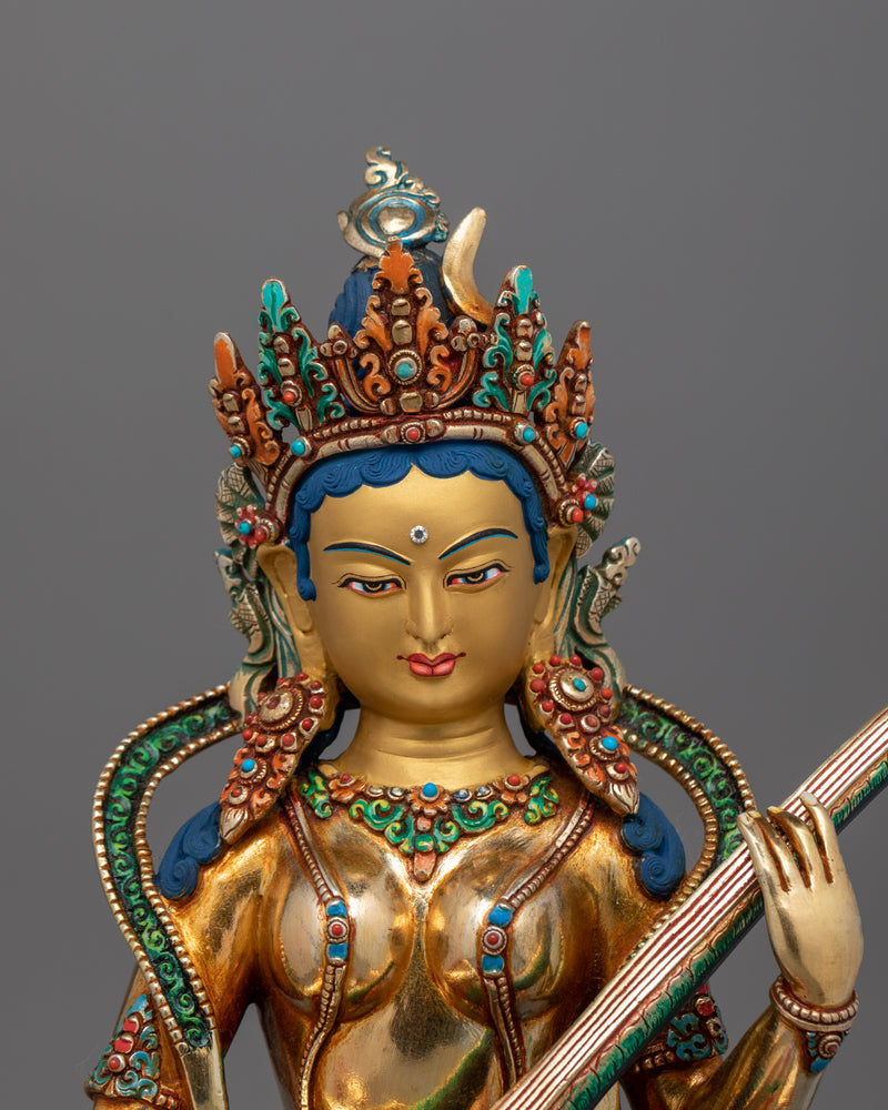 Tranquil Saraswati River Goddess Statue | Embodiment of Wisdom and Creativity