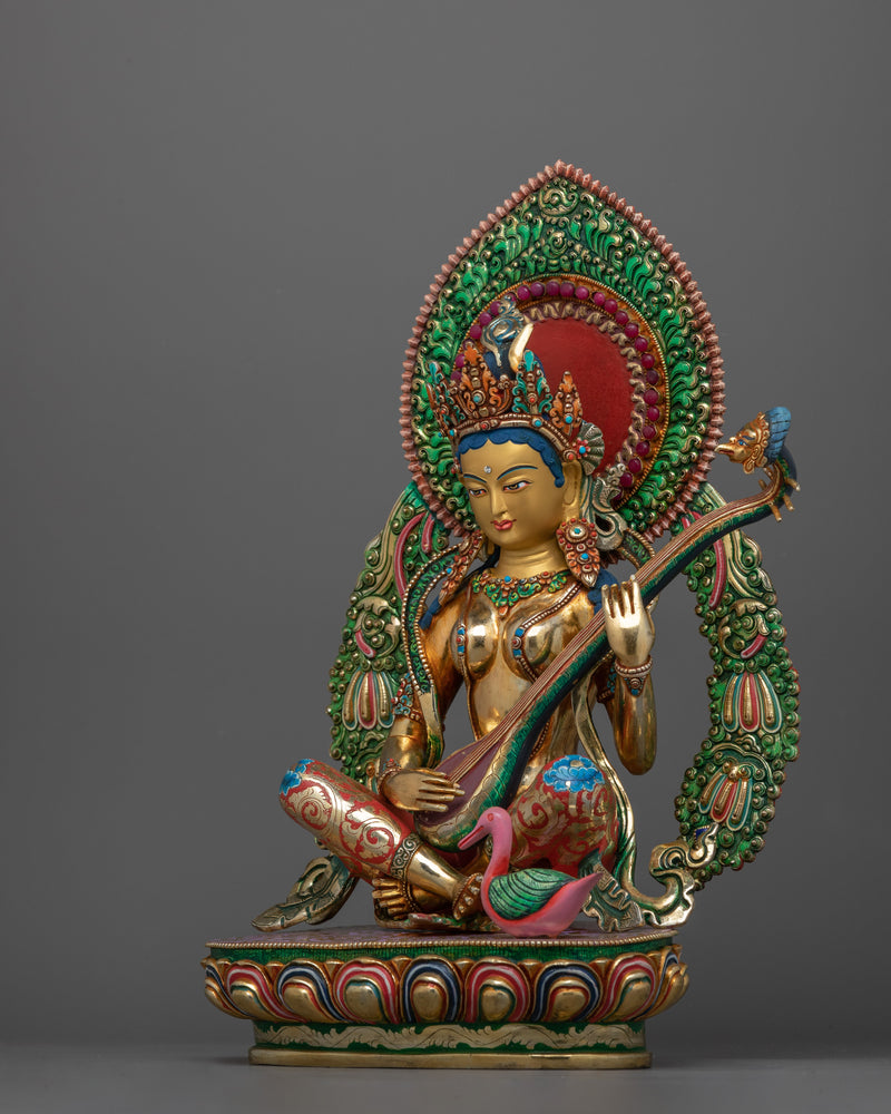 Tranquil Saraswati River Goddess Statue | Embodiment of Wisdom and Creativity