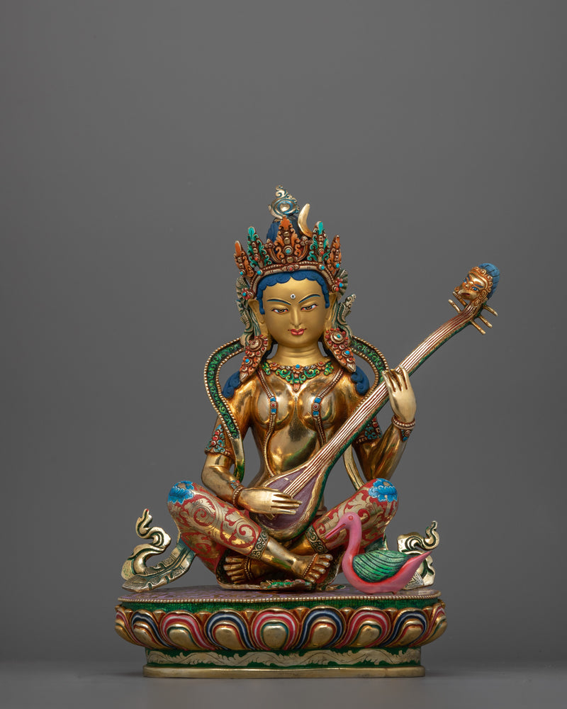 Tranquil Saraswati River Goddess Statue | Embodiment of Wisdom and Creativity