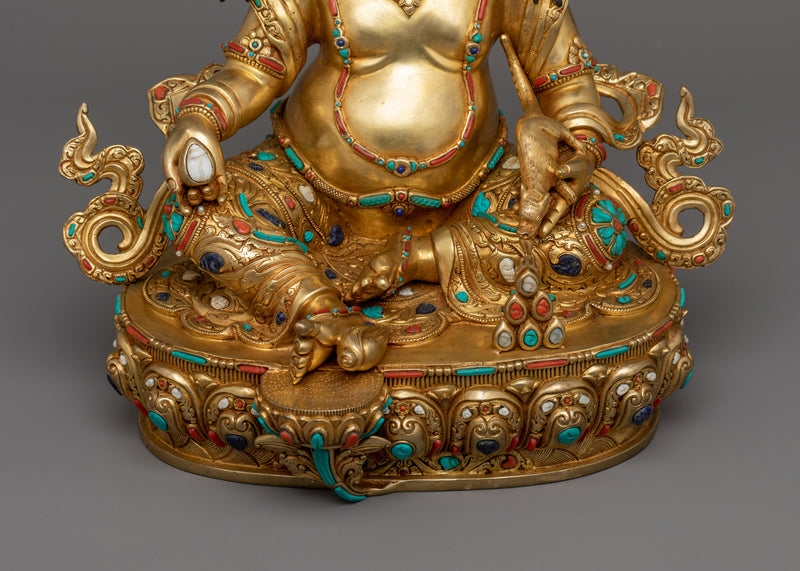 Protector of All Lineages Dzambhala Deity Figurine | A Symbol of Prosperity and Compassion