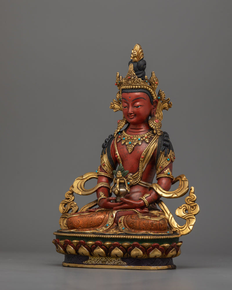 Amitayus Statue Holding Nectar of Immortality | Handmade 10.2"  serene Art