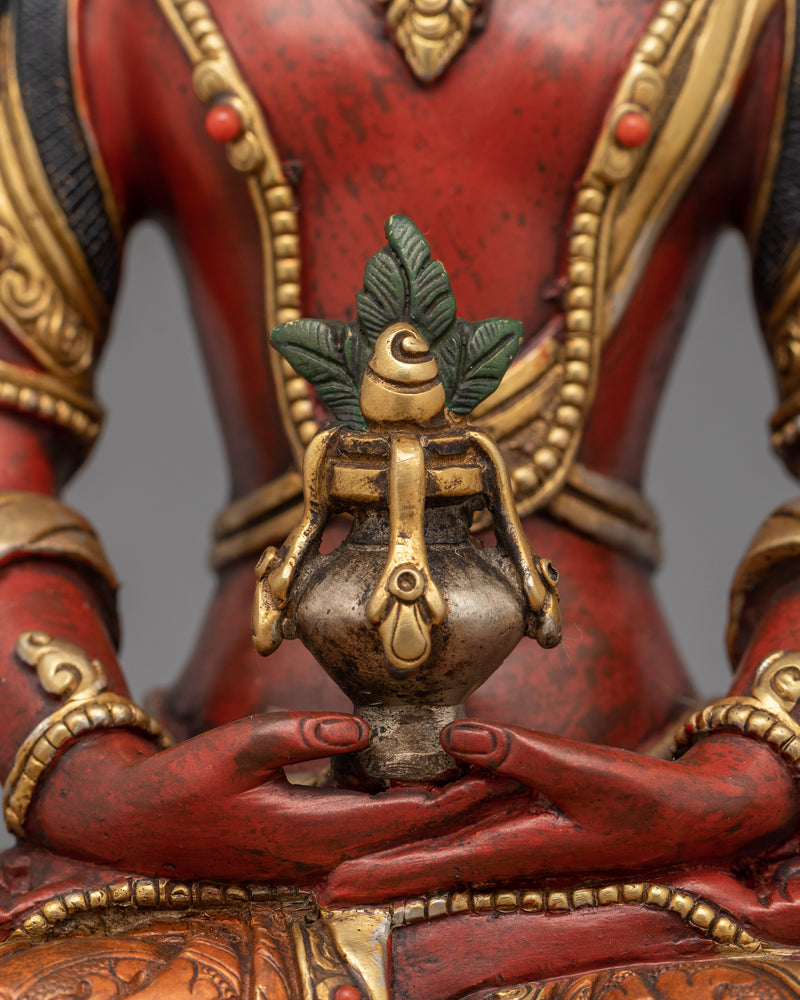 Amitayus Statue Holding Nectar of Immortality | Handmade 10.2"  serene Art