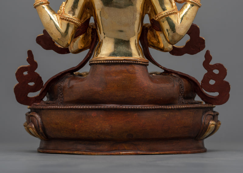 Bodhisattva Chenrezig Buddha Statue Sacred Art | Traditionally Handcrafted Copper Figure