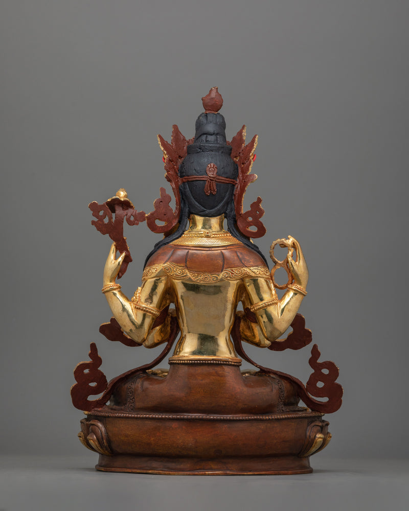 Bodhisattva Chenrezig Buddha Statue Sacred Art | Traditionally Handcrafted Copper Figure