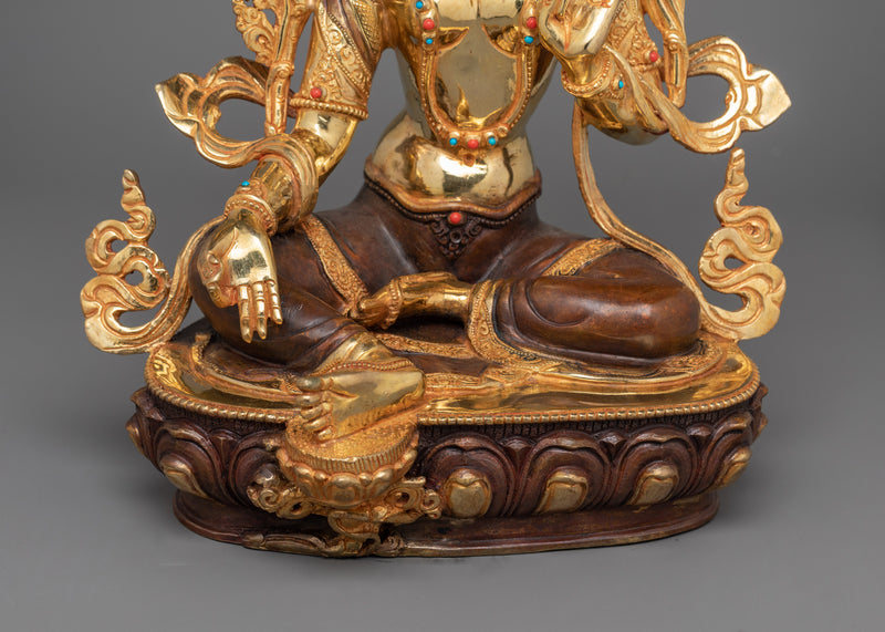 Compassionate Buddhist Green Tara Figurine | Tibetan Goddess Spiritual Home Decor