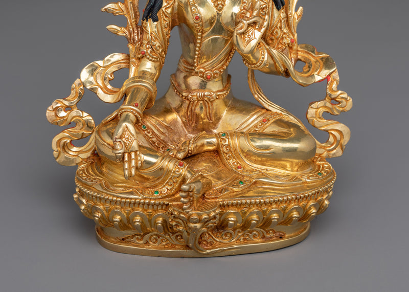 Handcrafted Statue Green Tara For Meditation | Feminine Buddhist Sculpture