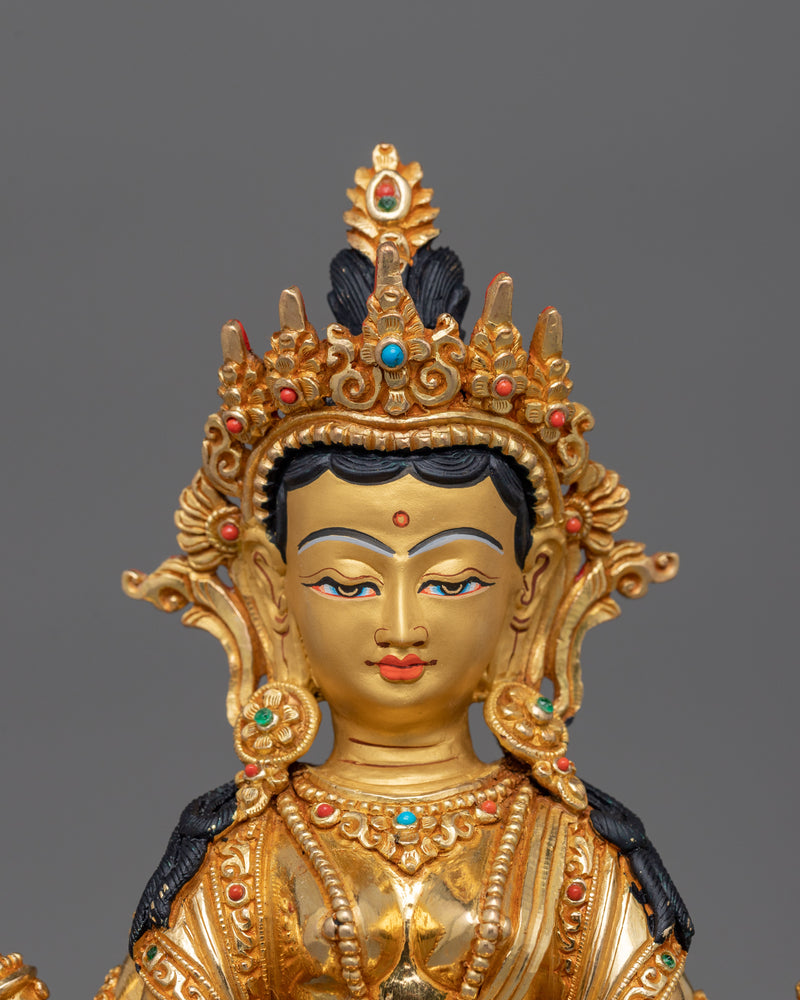 24K Gold Gilded Prajnaparamita Figurine | The Mother of Transcendent Wisdom