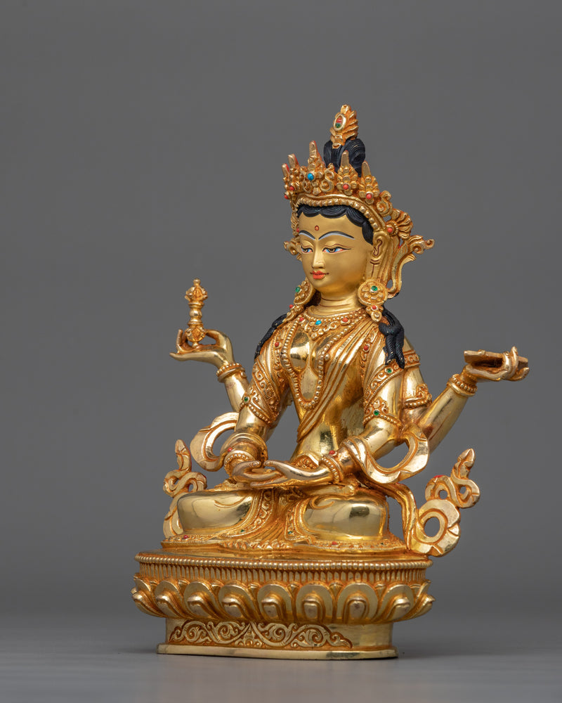 24K Gold Gilded Prajnaparamita Figurine | The Mother of Transcendent Wisdom