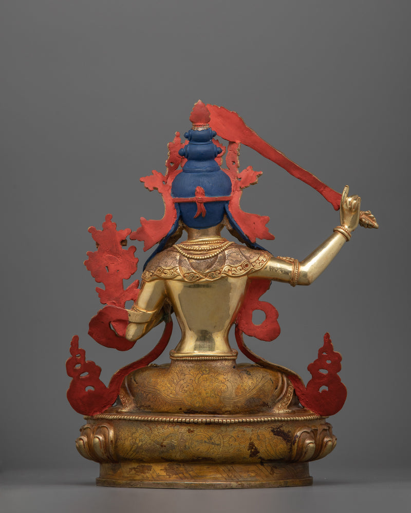 24K Gold Gilded Deity of Knowledge Manjushri | The Embodiment of Wisdom