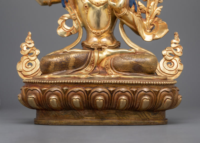 24K Gold Gilded Deity of Knowledge Manjushri | The Embodiment of Wisdom