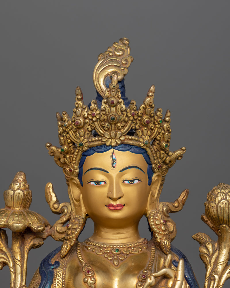 Enlightened Buddhist White Tara Goddess Statue | Longevity Tara Spiritual Decor