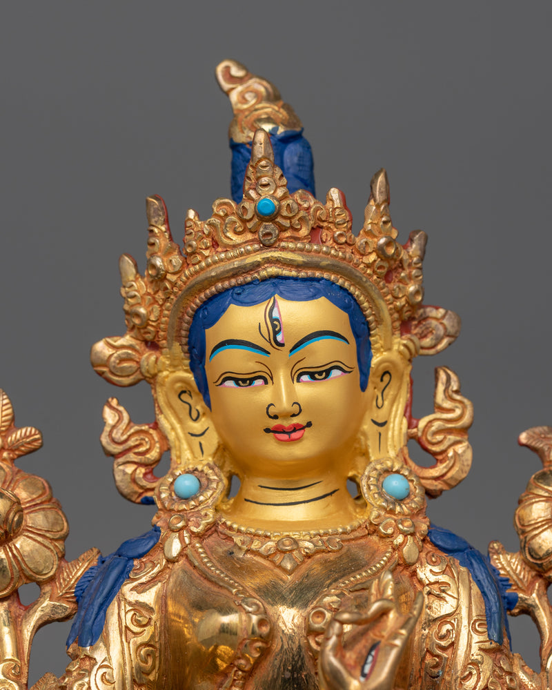 Sacred White Tara Long Life Goddess Statue | Tibetan Protection and Longevity Art