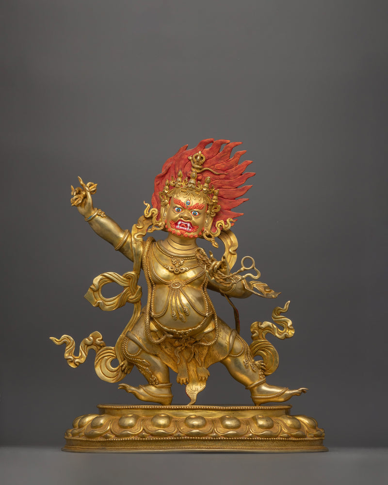 24K Gold Dharma Protector Wrathful Vajrapani | Guardian of Wisdom Sacred Figurine