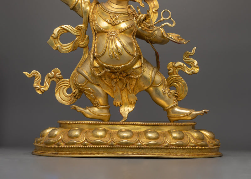 24K Gold Dharma Protector Wrathful Vajrapani | Guardian of Wisdom Sacred Figurine