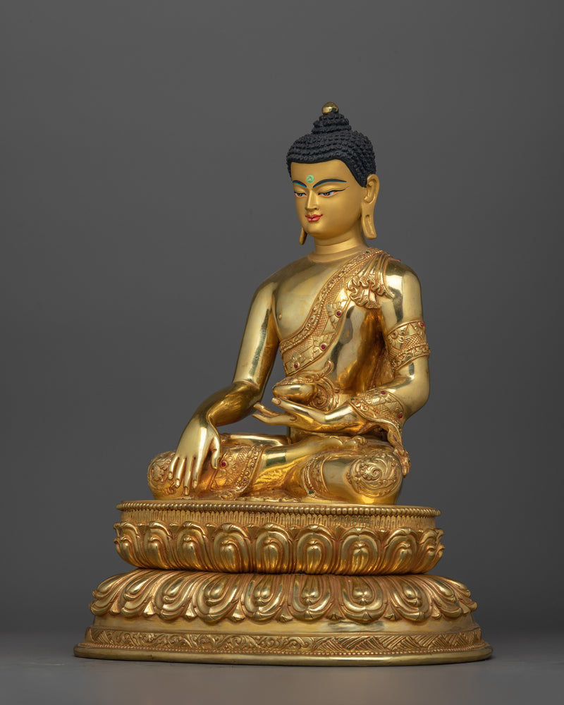 Shakyamuni Buddha Spiritual Enlightenment Decor | 24K Gold Gilded Copper Statue