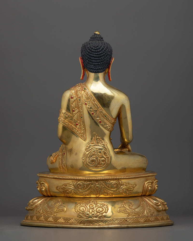 Shakyamuni Buddha Spiritual Enlightenment Decor | 24K Gold Gilded Copper Statue