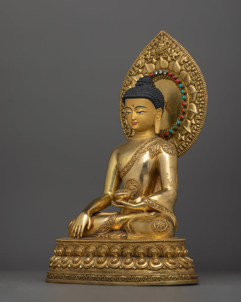 Shakyamuni Buddha Sculpture with Halo  | A Radiant Symbol of Enlightenment