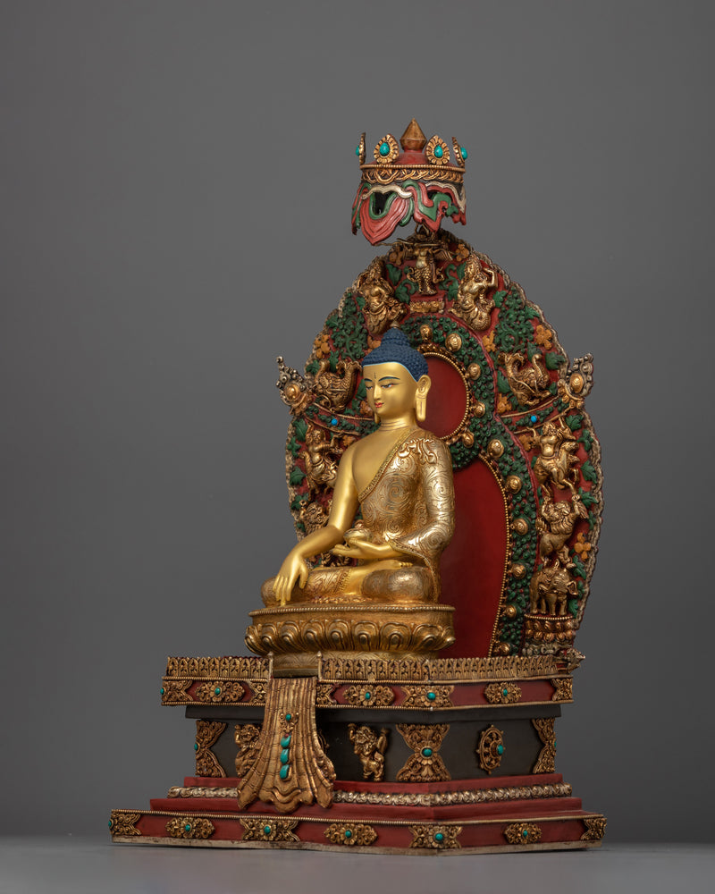 Shakyamuni Buddha Figurine with Throne | A Divine Reminder of the Path to Liberation