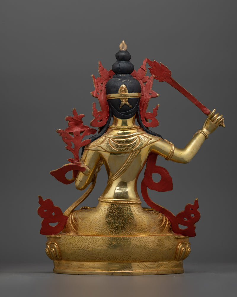 Enlightened Protector Manjushri Deity of Wisdom Figurine | Sacred Buddhist Icon of Insight