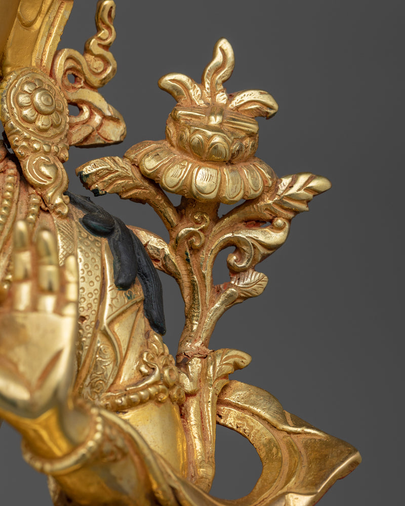 Enlightened Protector Manjushri Deity of Wisdom Figurine | Sacred Buddhist Icon of Insight