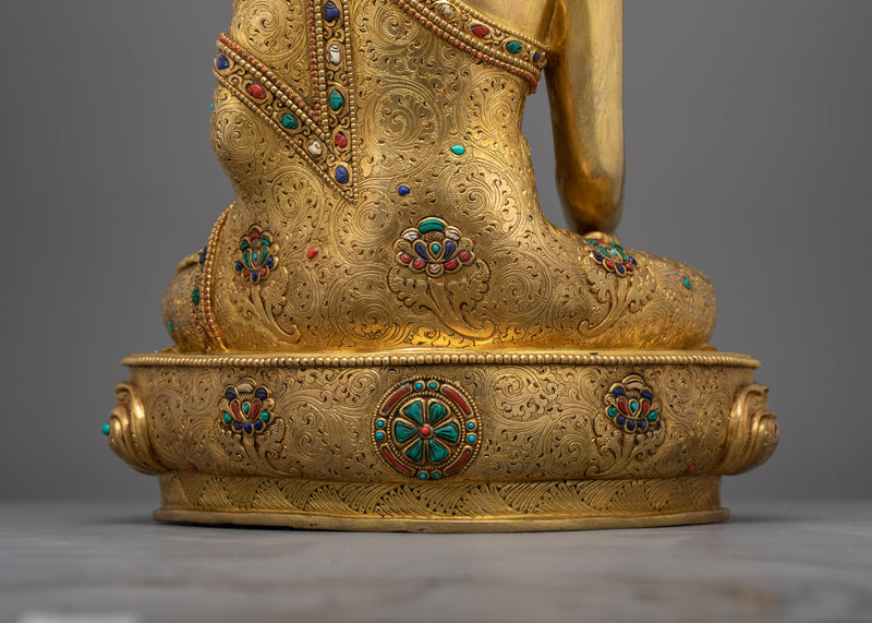 Shakyamuni Buddha Founder of Buddhism Sculpture | 24K Gold Gilded Sacred Figurine