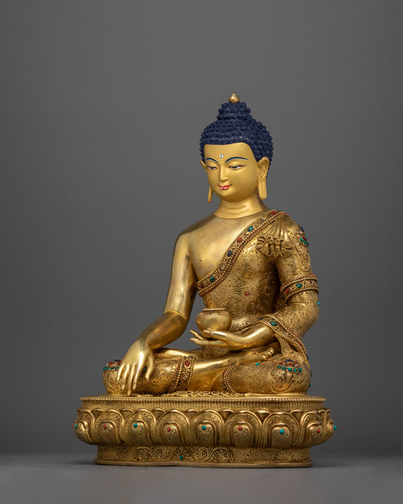 Shakyamuni Buddha Founder of Buddhism Sculpture | 24K Gold Gilded Sacred Figurine