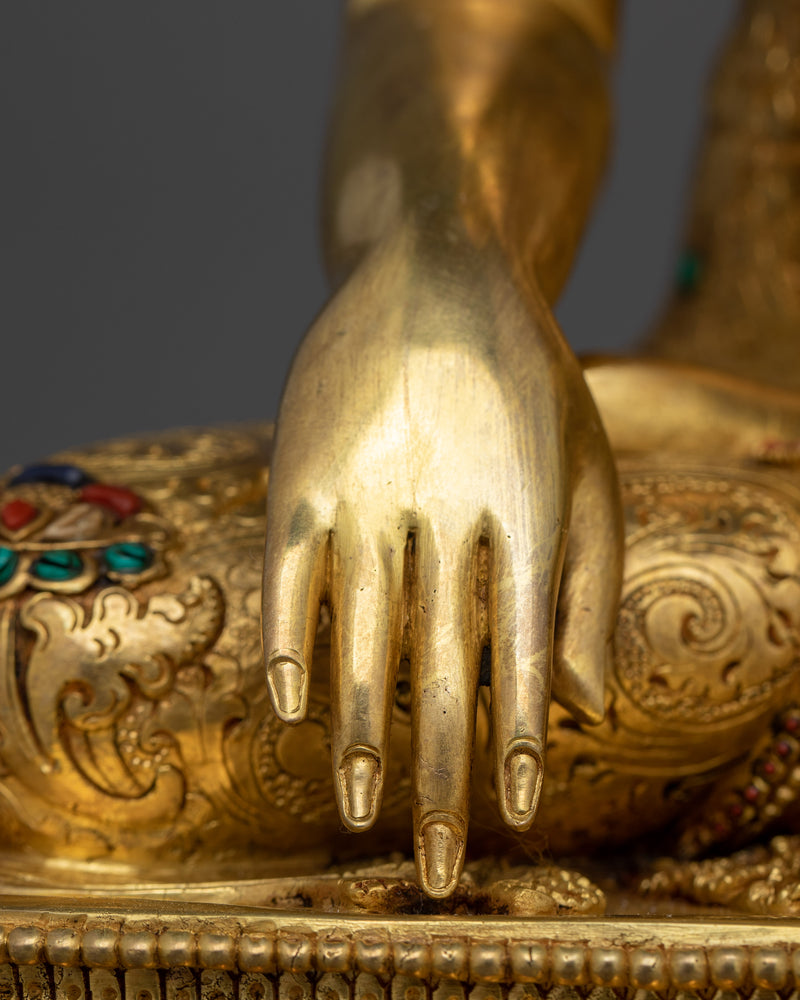 Shakyamuni Buddha Founder of Buddhism Sculpture | 24K Gold Gilded Sacred Figurine