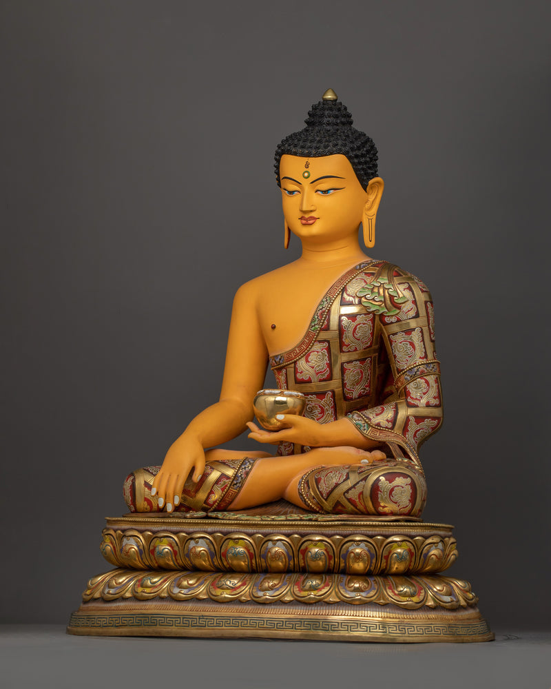 24K Gold Gilded Shakyamuni Buddha Himalayan Sculpture | The Enlightened One