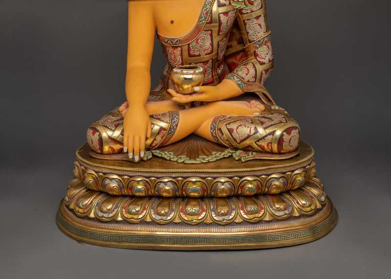 24K Gold Gilded Shakyamuni Buddha Himalayan Sculpture | The Enlightened One