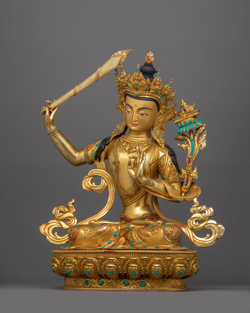 Bodhisattva Manjushri Buddhist Altar Statue | Sacred Buddhist Wisdom Icon