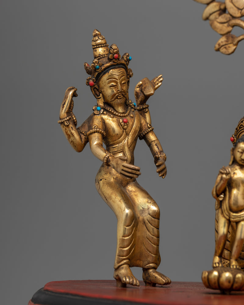 Birth of Gautam Buddha Figurine 24K Gold Gilded Artwork | A Sacred Representation of Enlightenment