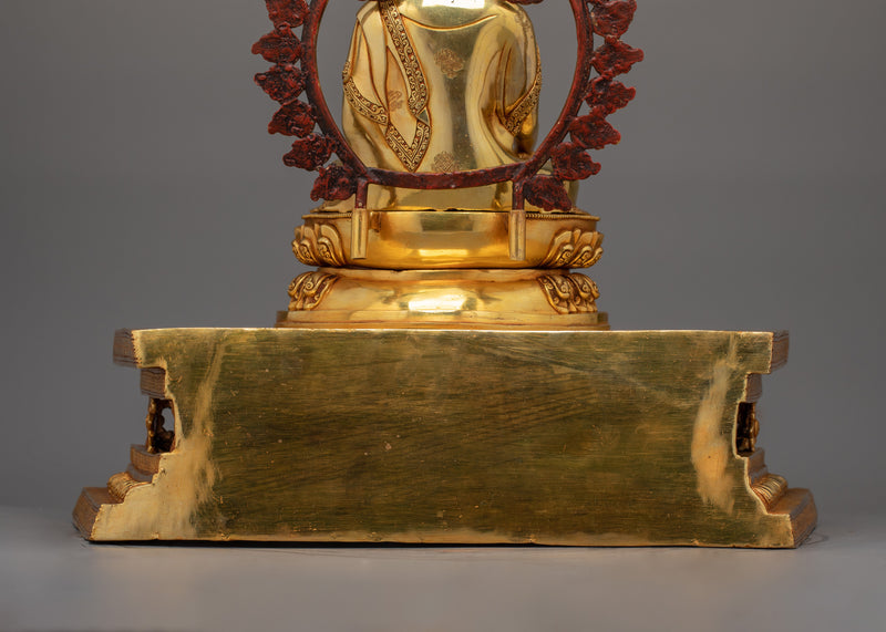 Enlighten Guru Shakyamuni Buddha with Halo and Throne | Statue for Enlightenment and Meditation