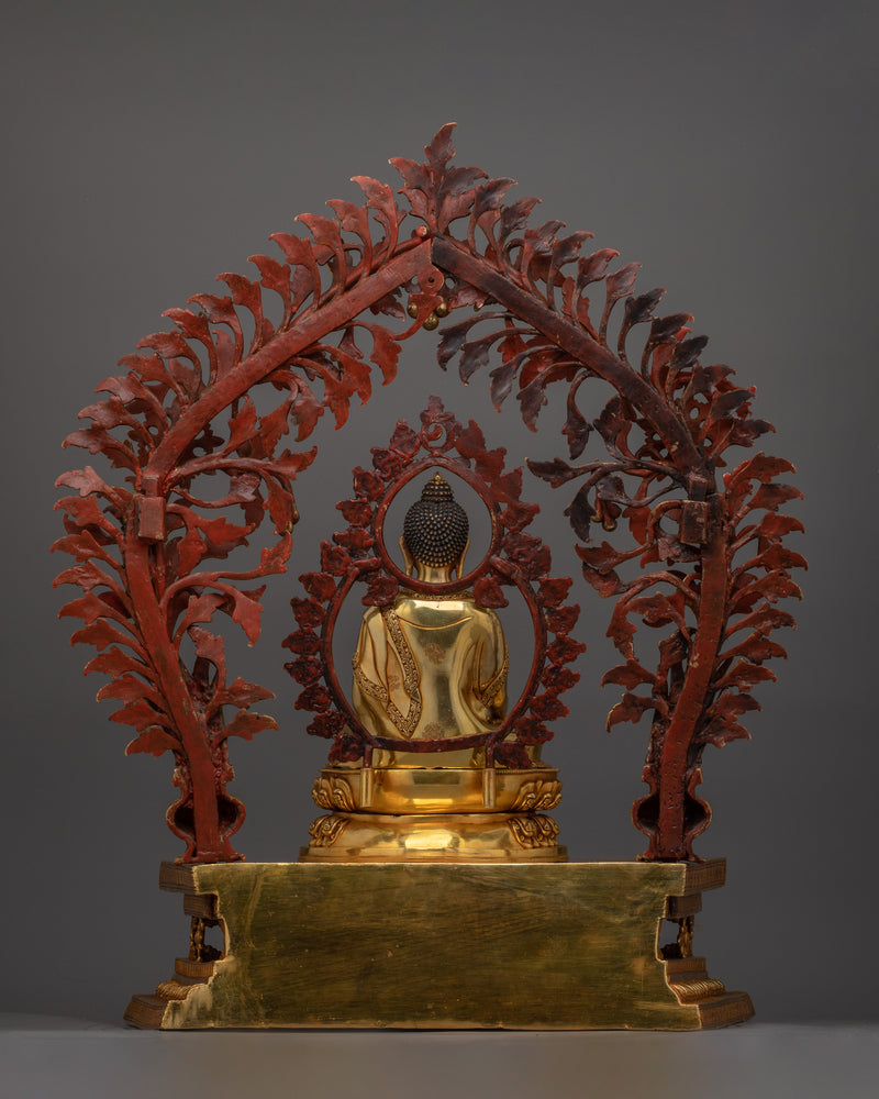 Enlighten Guru Shakyamuni Buddha with Halo and Throne | Statue for Enlightenment and Meditation