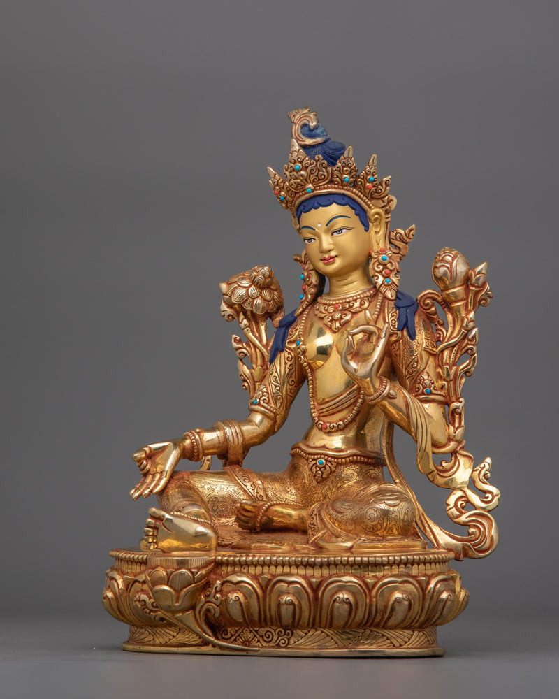 Dharma Protector Shyamatara (Green Tara) Sculpture | Beloved Deities in Tibetan Buddhism