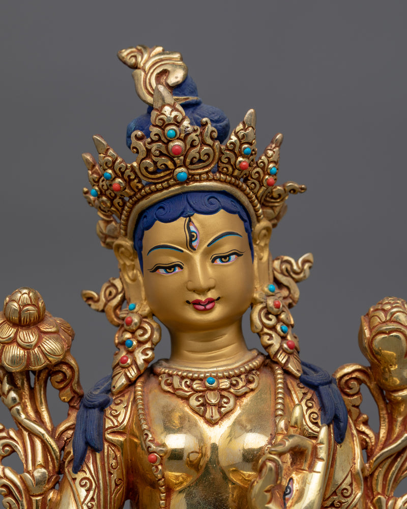 White Tara Tibetan Bodhisattva Statue | Symbolizing Purity, Wisdom, and Truth