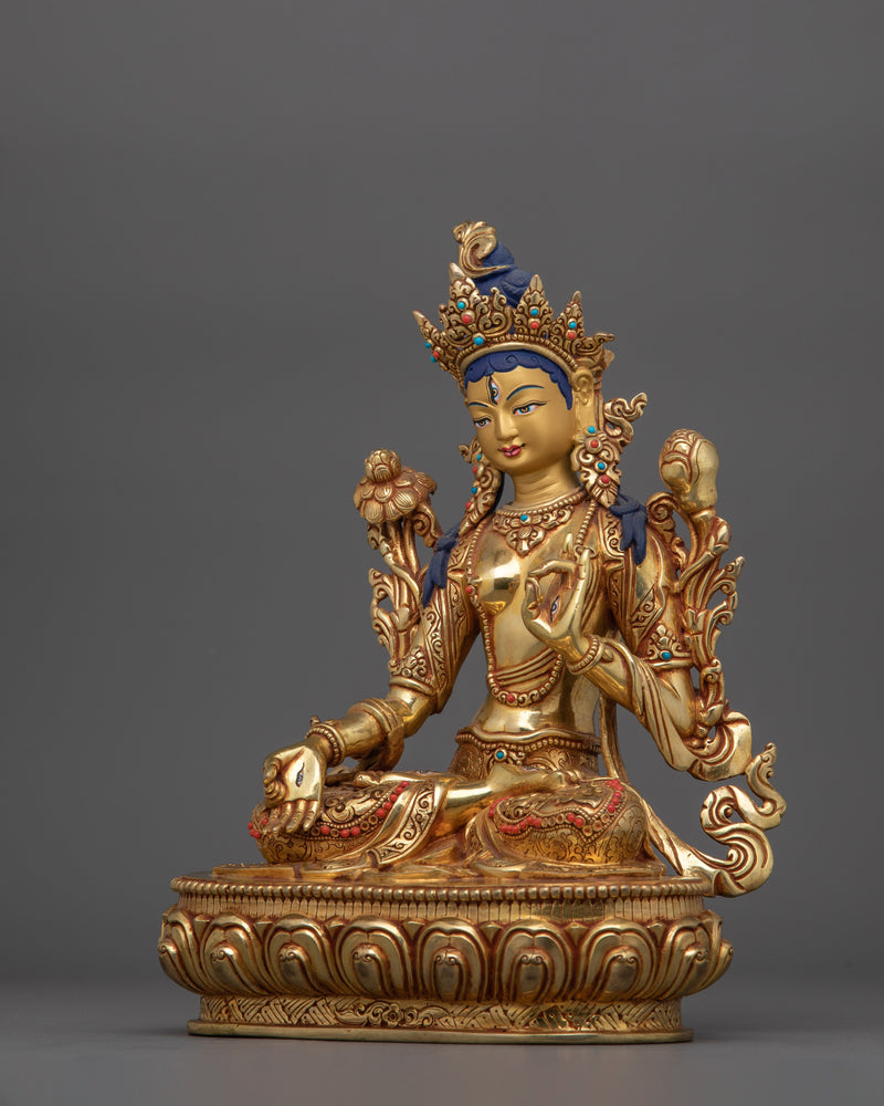 White Tara Tibetan Bodhisattva Statue | Symbolizing Purity, Wisdom, and Truth