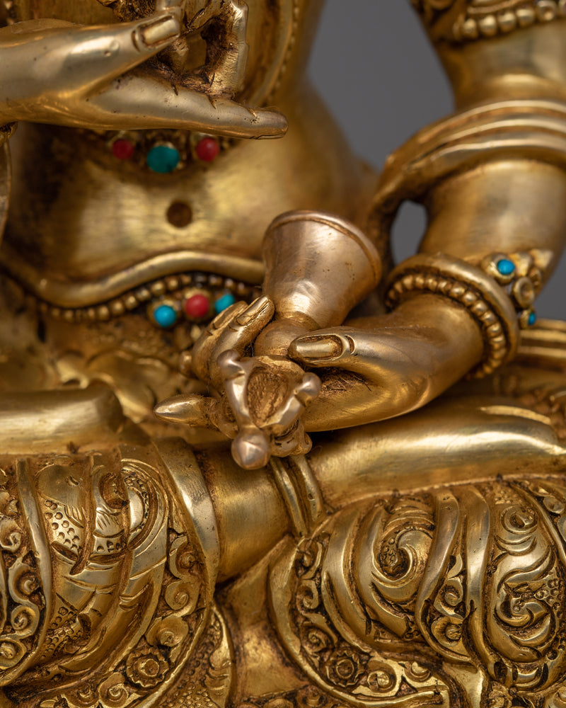 Sacred Purification Deity Vajrasattva Statue in 24K Gold | Symbol of Inner Peace and Purity