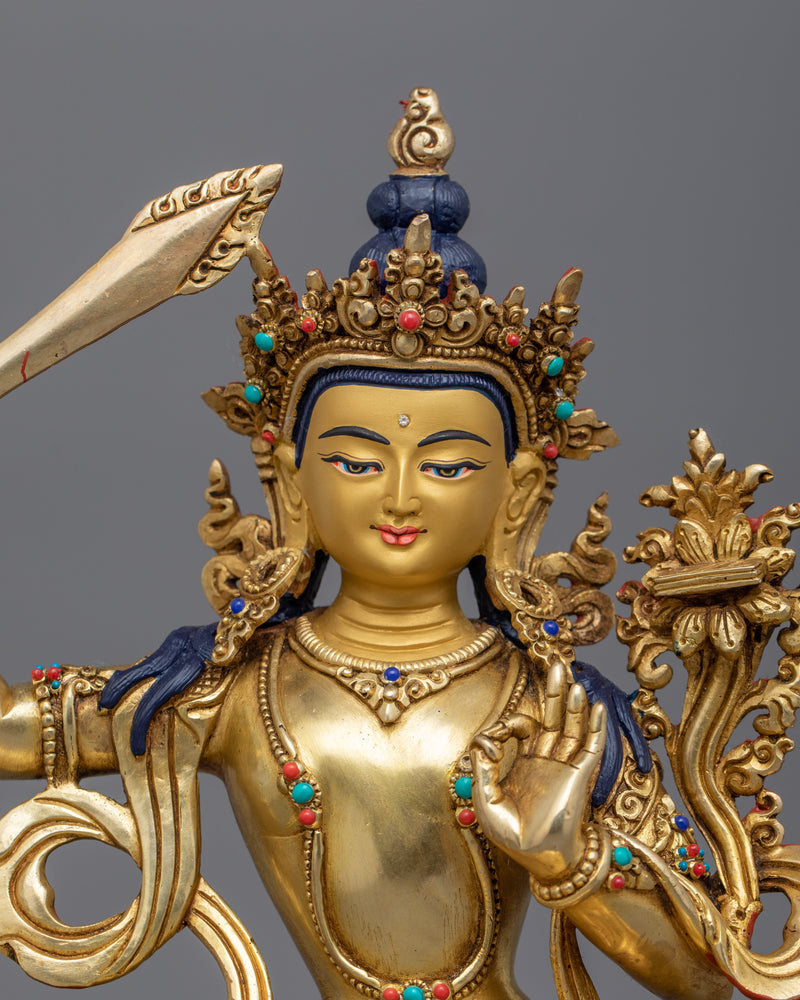 Manjushri Bodhisattva of Enlightened Wisdom Sculpture | Icon of Wisdom and Insight