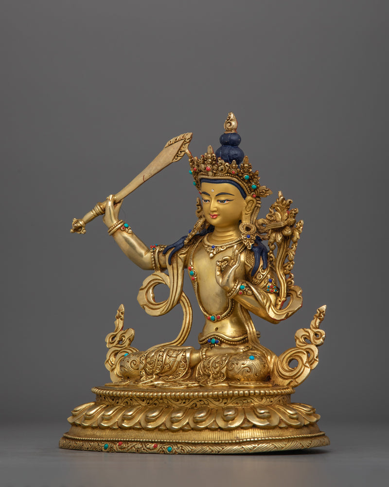 Manjushri Bodhisattva of Enlightened Wisdom Sculpture | Icon of Wisdom and Insight