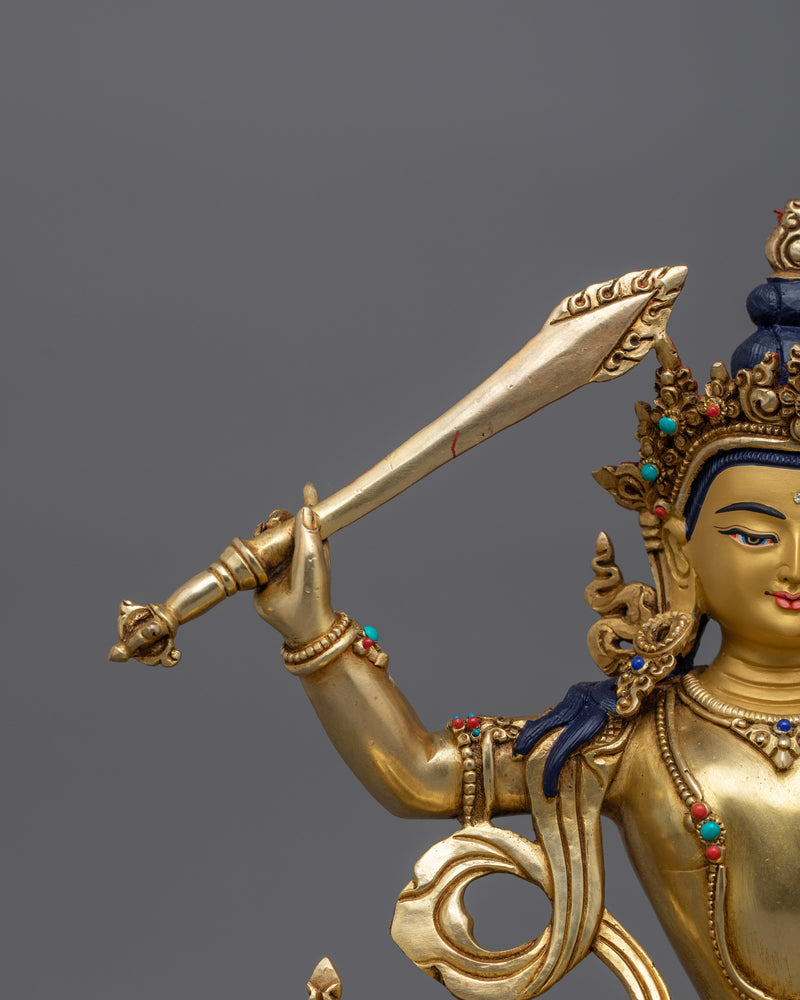 Manjushri Bodhisattva of Enlightened Wisdom Sculpture | Icon of Wisdom and Insight